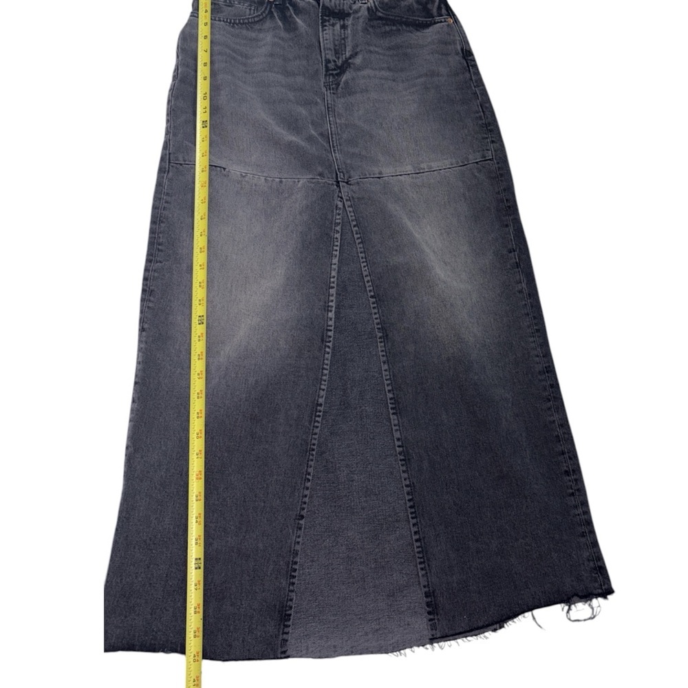 Reformation Tazz‎ Maxi Denim Skirt In Faded Black Color With Split Front Size 28 - Picture 6 of 11